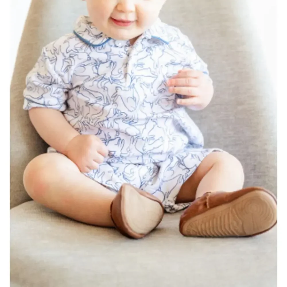 Ruth & Ralph Baby's White Playful Bunnies Pima Harold Romper One Piece Size 18 M